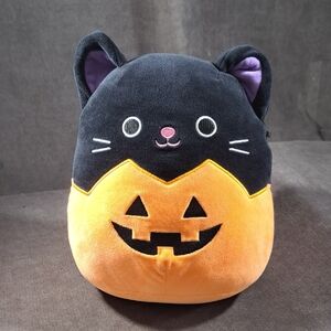 Squishmallows Halloween Autumn The Cat Jack-o'-Lantern Stuffed Toy Plush 9" VG